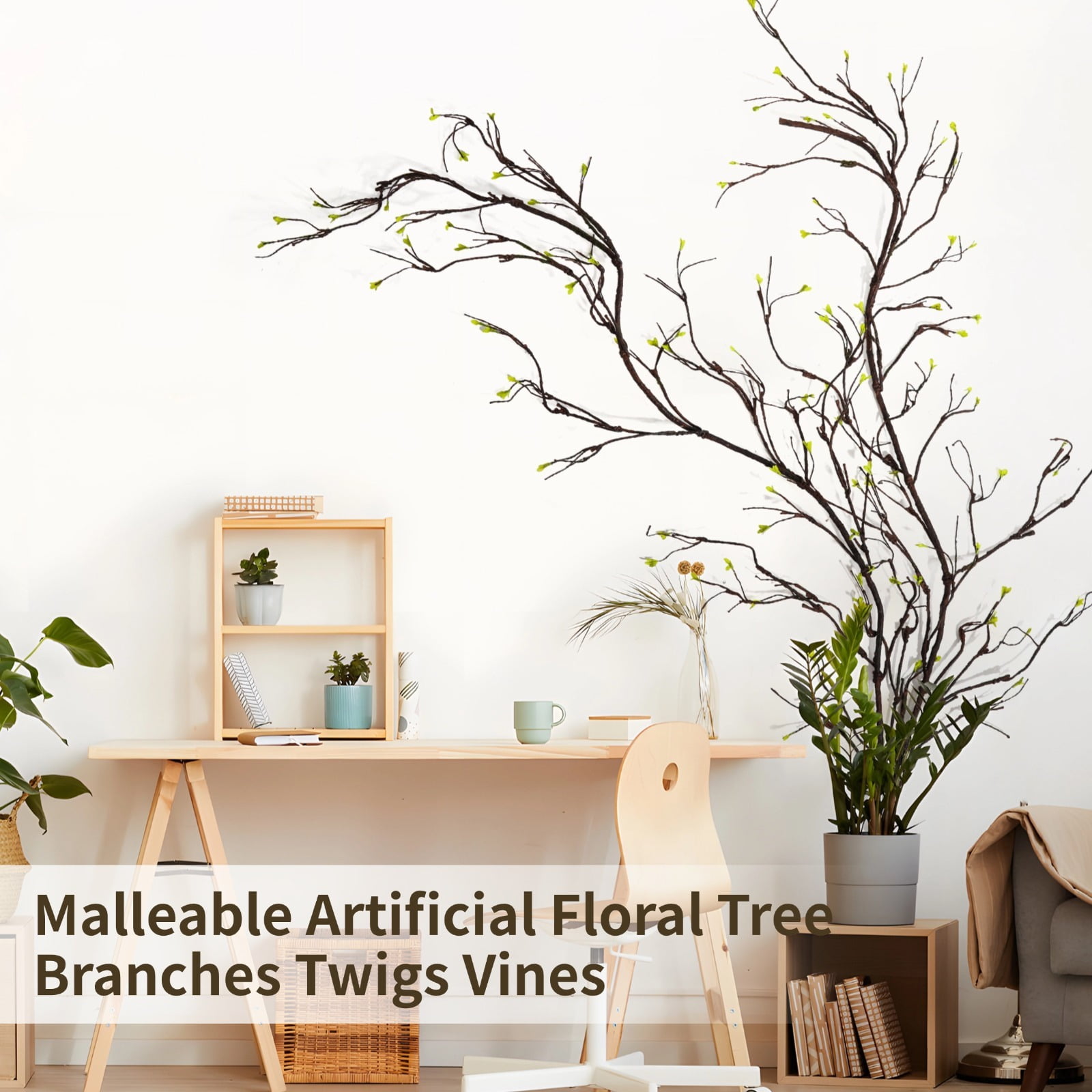 Artificial Branches, 118 Inches Malleable Fake Plants, Decorative Twigs for Floor Vase, Wall Hanging Vines Rattan Ivy Grapevines for Home Wedding Arch Jungle Decoration