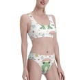thumbnail image 2 of Daiia Frog and Mushrooms printed 2 piece Swimsuit Bikinis for Women High Waisted Racerback Bathing Suits Summer Tummy Control Scoop Neck Swimwear-Small, 2 of 8