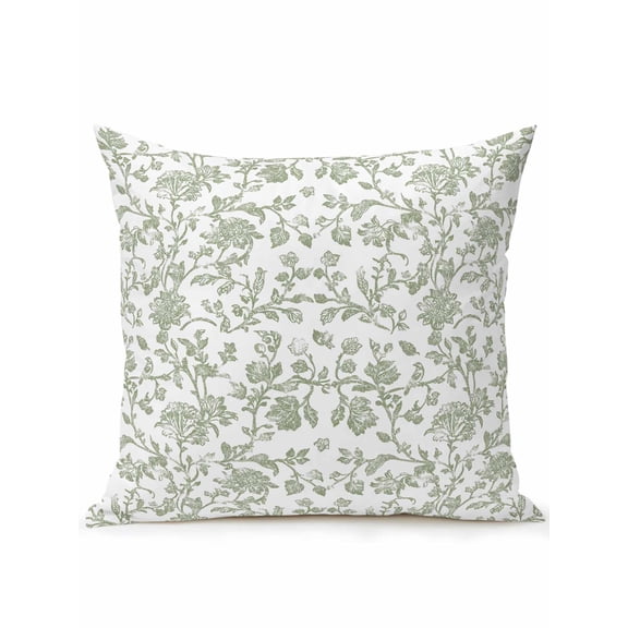 Waterproof Outdoor Throw Pillows with Inserts 16"x16", Green Leaf Flower Soft Decorative Pillowcases for Couch Bedroom, Vintage Farmhouse Bohemian Spring Pillow Covers for Sofa Living Room