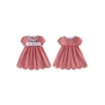 thumbnail image 2 of BemeyourBBs Kids Toddler Baby Girl 4th of July Dress Fourth of July Outfit Baby Girl Patriot Independent Day Dress Short Sleeve Plaid Stars American Flag Embroidery Scalloped Summer Dress, 2 of 9