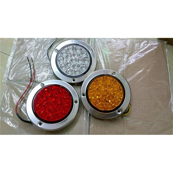 Zyutaosan 16-Led 12V 24V Round Clear Lens White Tail Lights Back-Up Reverse Lamps For Truck Trailer Rv 2Pc