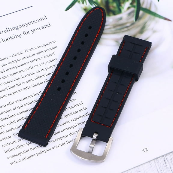 WRITWAA 24mm Black Silicone Replacement Watch Band Strap Comfortable for Fitness Swimming and Sports