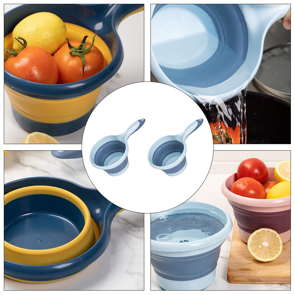 2pcs Folding Water Ladle, Collapsible Scoop Kitchen Ladles Water Scoop Cup Bucket For Kitchen Bathroom Garden (Random Color)