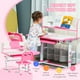 Qaba Kids Desk and Chair Set Height Adjustable Student Writing Desk Children School Study Table with LED Lamp, Bookshelf, Drawer, Reading Board, Pen Slot, Hook, Pink - image 5 of 9