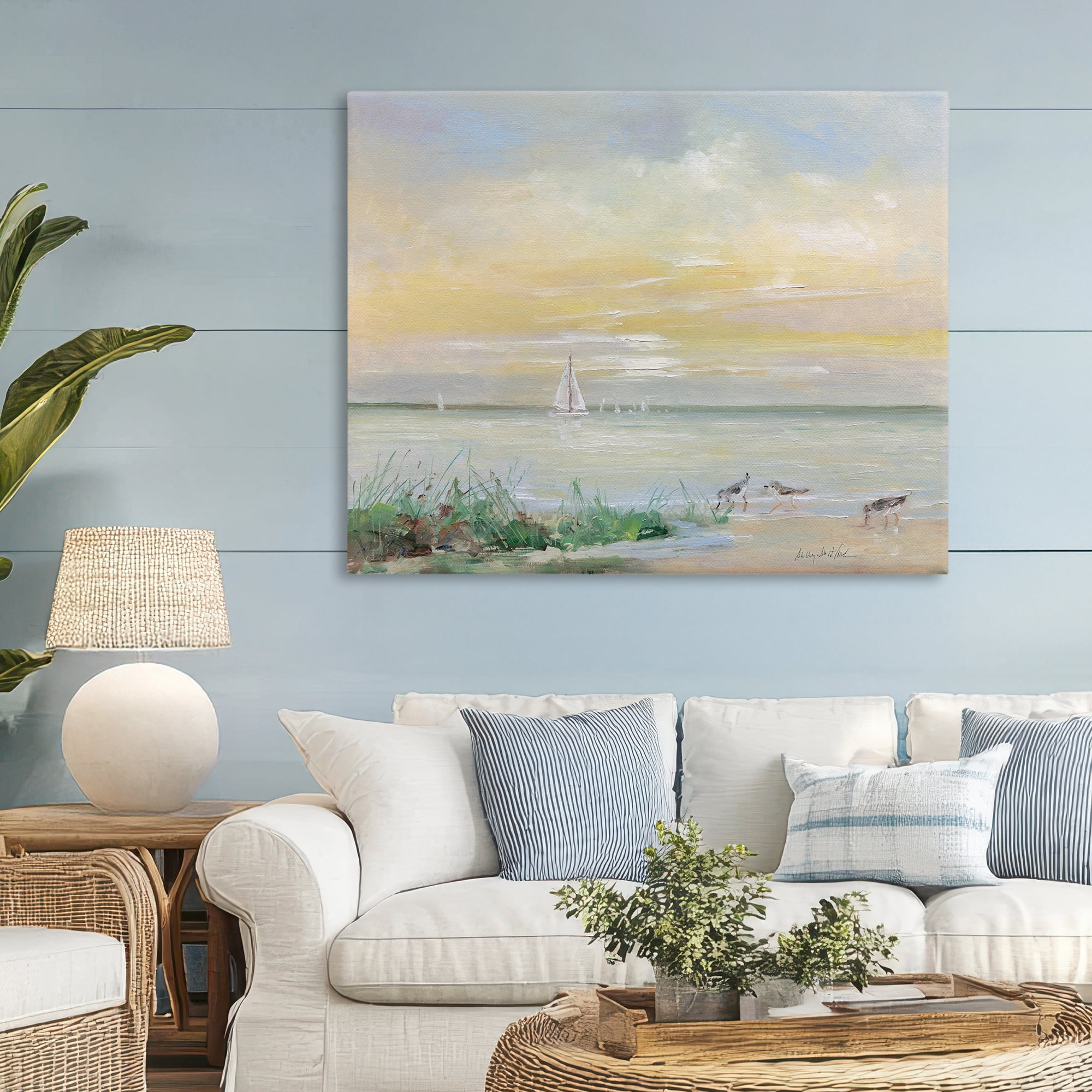 Stupell Industries Sailboats & Sanderlings Shore Canvas Wall Art, design by Sally Swatland
