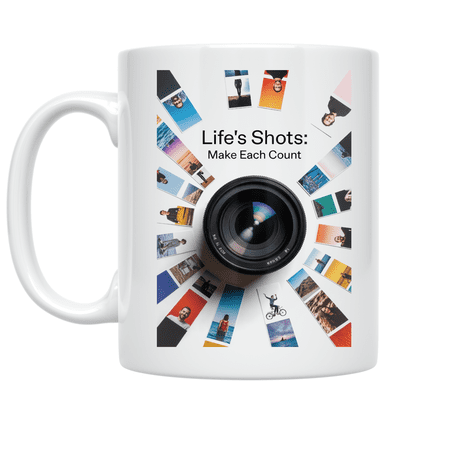 Life's Shots: Make Each Count - Photography Enthusiast - 11 oz Ceramic Coffee Mug
