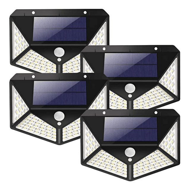 Lámparas Solares De Pared Para Exterior 4 Pzs Led 15w Negro Eo Safe Imports Negro