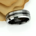 thumbnail image 2 of Free Engraving Personalized Custom Engraving Men's Women's Tungsten Wedding Band 8mm Black IP Plated Grooved Center, Black Carbon Fiber Inlay InsideSZ: 11.5, 2 of 6