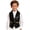 Black, variant on Boys Sequin Vest Glitter Waistcoat V Neck Dance Top Sparkly Sleeveless Lapel Buttons Jacket Silver 6