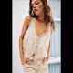 thumbnail image 3 of Blusas de Verano Bohemias con Lazo Frontal para Mujer, Blusas Playeras de Encaje con Botones, Sin Mangas, de de , Y2k 2025, Blancas, L, 3 of 6