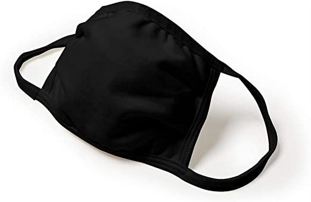 Hanes 100% Cotton 5-Pack Adult Face Mask, Black, Unisex