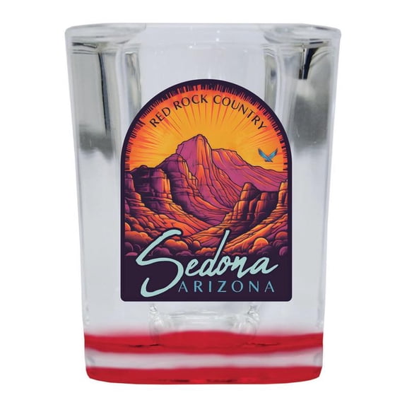 Sedona Arizona Design C Souvenir 2 oz Square Shot Glass Red