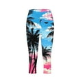 thumbnail image 4 of Women Capri Leggings Floral Print Leggings Plus Size High Waist Capris Pants Tummy Control Leggings Knee Length Slim Fit Yoga Cropped Trouser XXL, 4 of 6