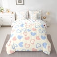thumbnail image 3 of Feelyou Kawaii Love Heart Twin Bedding Sets 7-Piece, Fashion Graffiti Cartoon Bedding Comforter Set, Teens Kids Girls Women Reversible Sheet Sets, Microfiber Bedroom Decor, 3 of 8