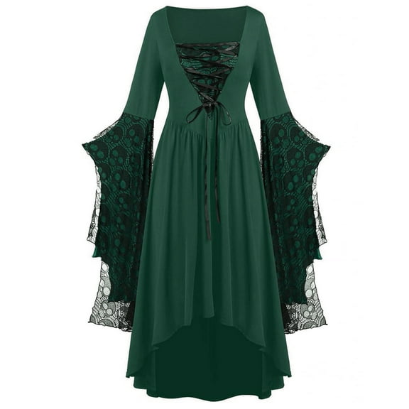 Gothic Lace Skeleton Punk Dress For Women Halloween Retro Elegant