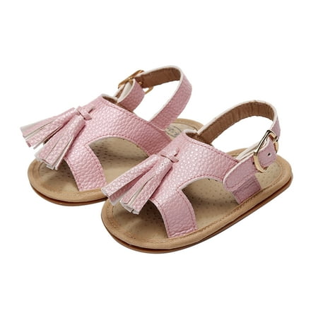 

kpoplk Baby Sandals Toddler Shoes First Open For 3-24M Summer Girls Walkers Toe Sandals Flat Toddler Sandals Girl Closed Toe(Pink)