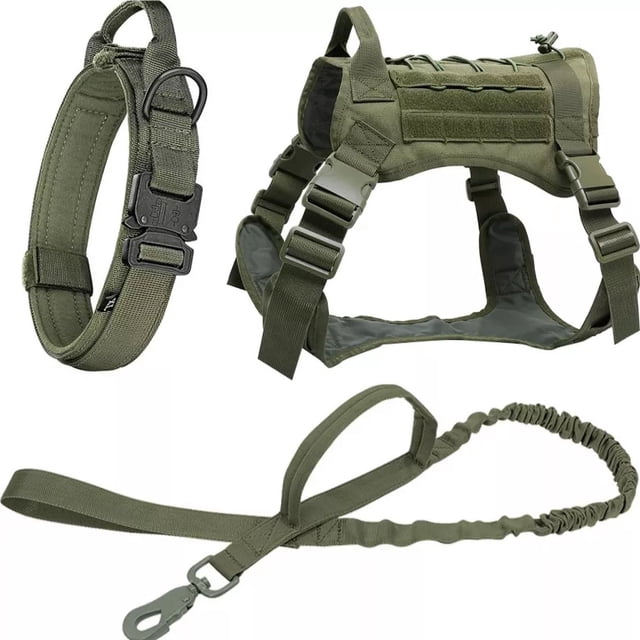 Arnes Táctico Para Perro Grande Perro Pechera Chaleco Verde