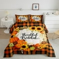 thumbnail image 3 of Manfei Fall Pumpkin Bedding Queen Comforter Set, Thanksgiving Day Down Comforter, Vintage Buffalo Reversible Duvet Insert, Lightweight Room Decor, 3 Pieces, 3 of 8