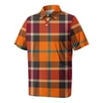 thumbnail image 4 of Domzest Men's Big and Tall Polo Shirts Short Sleeve Moisture Wicking Plus Size T Shirts Quick Dry Collared Plaid Golf Shirt Brown 3XL, 4 of 6