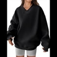 thumbnail image 2 of Sudadera de Cuello en V de Gran Tamaño para Mujer, Sudadera de de Larga, Sudadera con Capucha, Tops Cómodos, Ropa 2025 Negro XL, 2 of 7