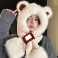 thumbnail image 6 of Misright Women Faux Rabbit Furs Hat Scarf Bear Ear Plush Pullover Hat Christmas Gift, 6 of 17