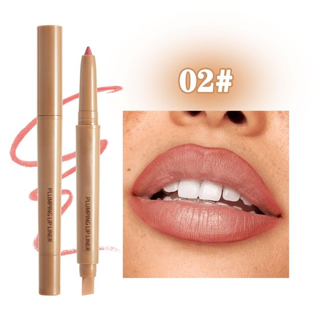 Delineador de labios de doble cabezal, color mate, resistente al agua, no se decolora, antiadherente, de larga duración, 0,65 g