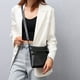 thumbnail image 5 of Bolso de bandolera negro, Bolso de bandolera para mujeres con bolsillo con cremallera medio y correa de cuero suave, 5 of 6