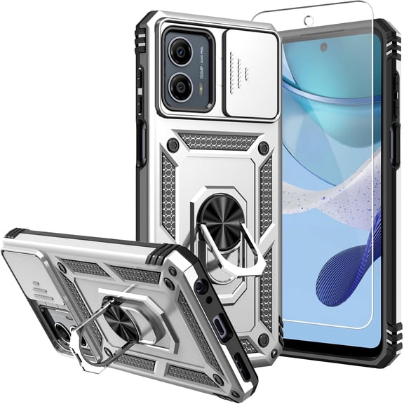HCTian for Moto G 5G 2023 Case,[Not for 2022 Version] with Screen Protectors and Camera Cover,[Military Grade] 16ft.Drop Tested Cover with Kickstand Protective Case for Motorola G 5G 2023