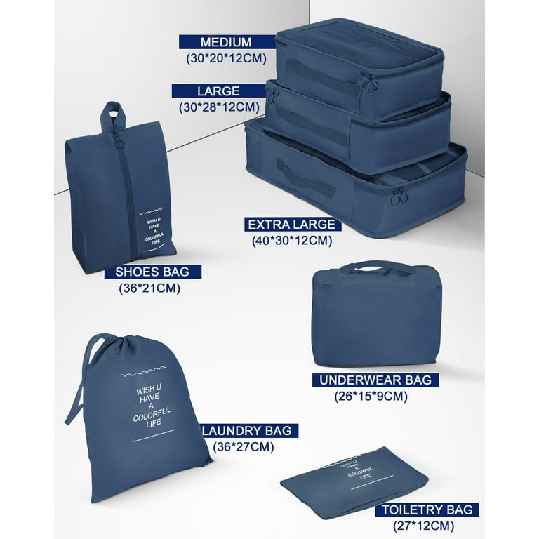 Walmart 3 Piece Large Size Luggage Sets with 7PCS Organizer Bags