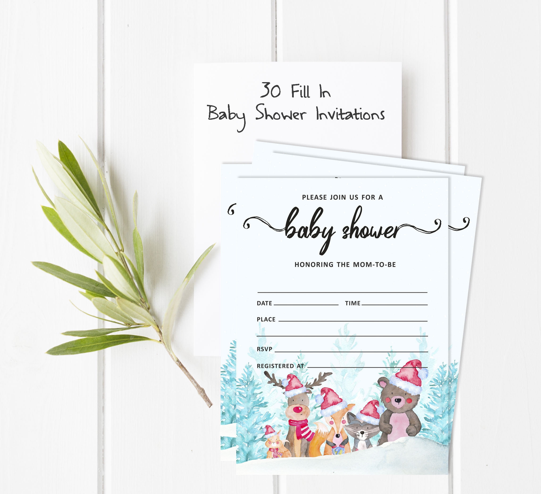 Inkdotpot Set Of 30Winter Jungle Theme Baby Shower Invitations-Diaper Raffle Tickets And Baby Shower Book Request Cards Gender Neutral Invites Its A Boy Its A Girl