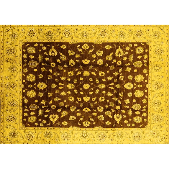 Ahgly Company Indoor Rectangle Oriental Yellow Industrial Area Rugs, 5' x 8'