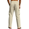 thumbnail image 3 of QHFBli Mens Casual Cargo Pants Summer Vacation Lightweight Drawstring Pants Elastic Waist Beach Yoga Trousers with Pockets, 3 of 9