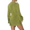 thumbnail image 4 of Txlixc Vestido de mujer, falda de cuello V de manga larga con cinturón Txlixc moda, 4 of 9