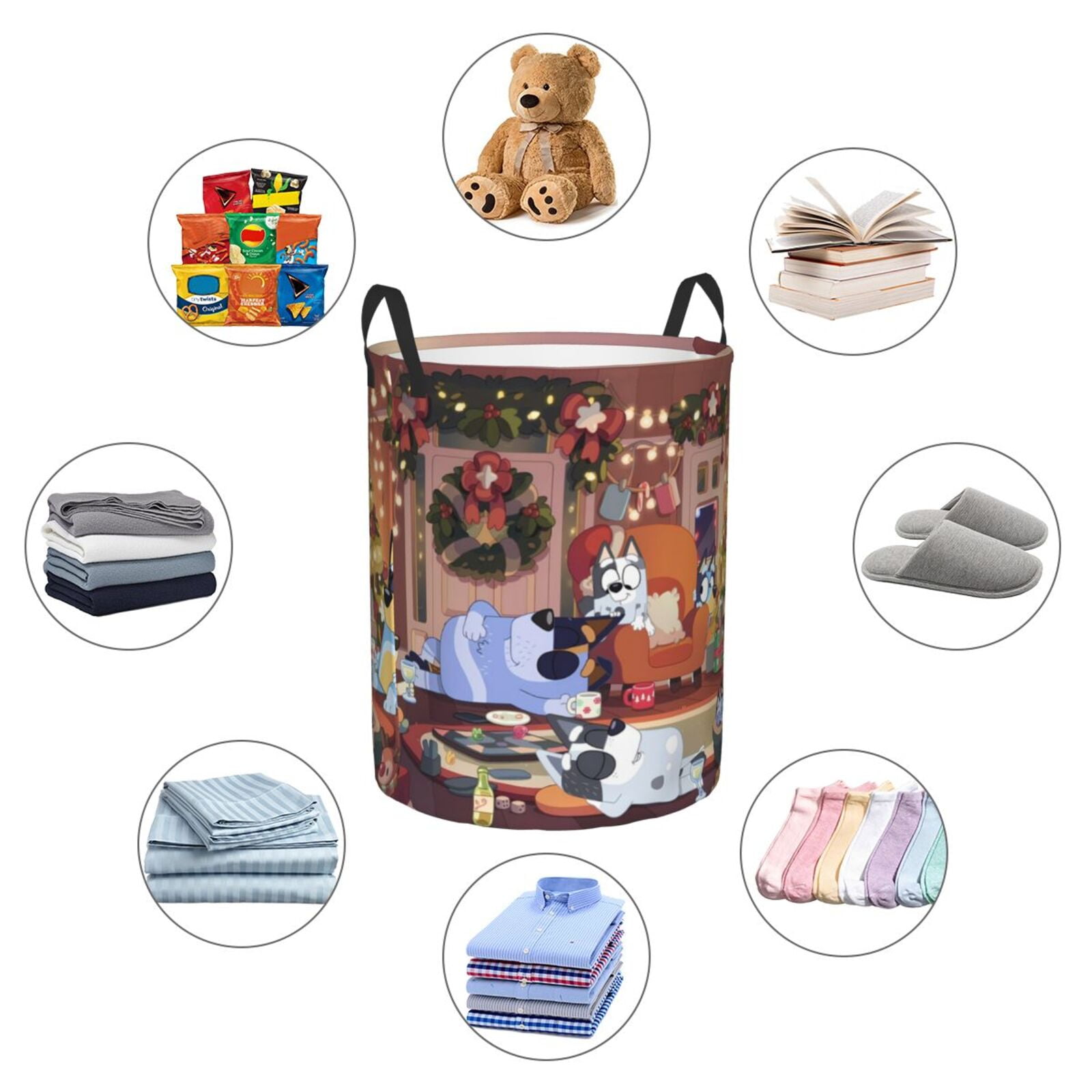 Johaoi Bluey Pattern Round Large Laundry Basket -Storage Basket - Toy Storage Basket, Perfect as Hamper, Kids Room Storage, and Toy Containment-