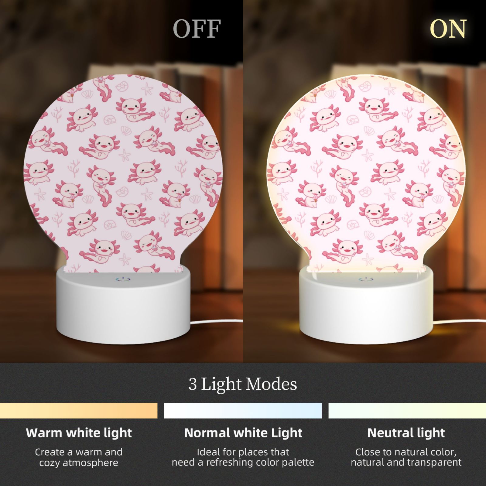 Naloa Baby Salamander Acrylic LED Night Light Custom LED Lights Personalized Nightlight Customized Gifts for Family Couples Friends