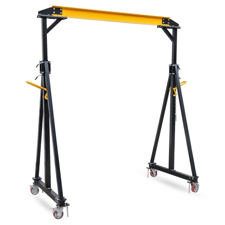 Adjustable 2 Ton Portable Shop Crane – Heavy Duty Steel Lift Hoist – Height 97"-141" – 4400 lbs Capacity – Industrial Use – Specs: 2T