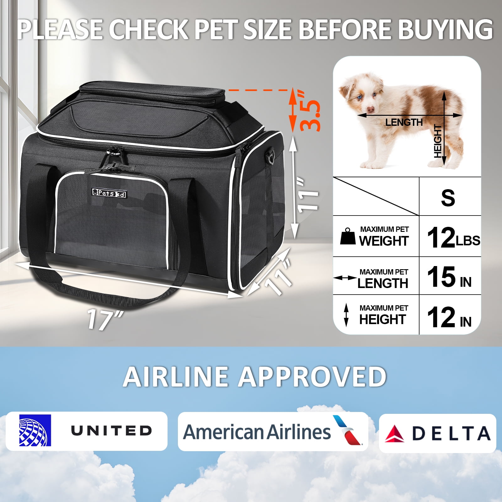 Petseek Extra Large Cat Carrier Soft Sided Folding Small Medium Dog Pet Carrier 24 inchx16.5 inchx16 inch Travel Collapsible Ventilated Comfortable