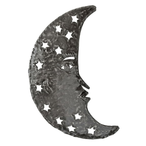 Haitian Recycled Steel Oil Drum, Metal Hanging Wall Art, 15" x 9" Moon