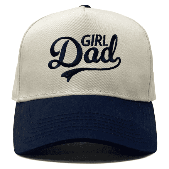 Funky Junque Two Tone Vintage Snapback Hat - Girl Dad - Navy/Beige