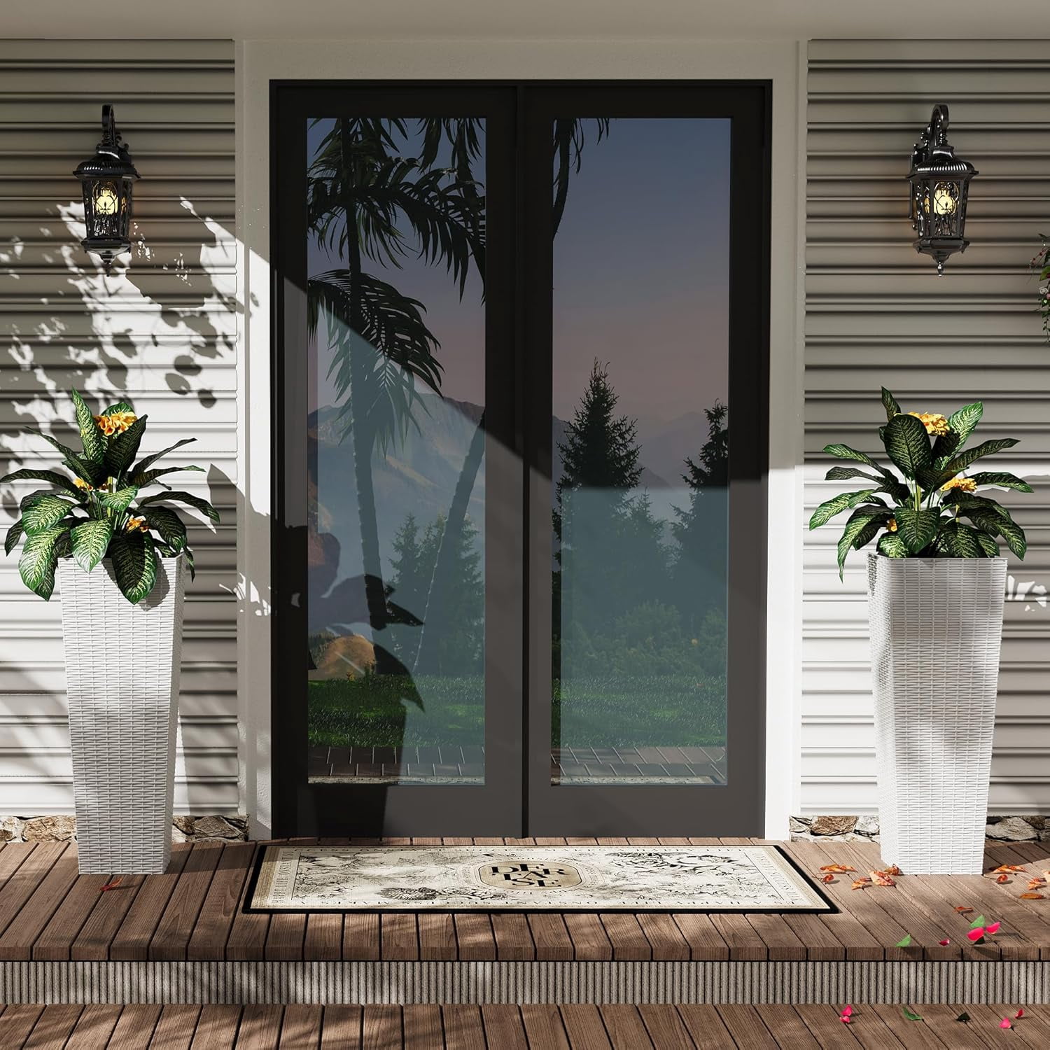 Memoryfield 24" Tall Planter Set of 2, Large Plant Pots with Removable Liners, Flower Tree Planters for Indoor & Outdoor Patio Porch Backyard, White