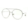 thumbnail image 2 of SA106 Round Double Bridge Metal Frame Airman Style Sunglasses Silver Clear, 2 of 4