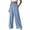 Sky Blue, variant on Linen Pants Women Solid Color Straight Wide Leg Pant Trendy Drawstring Elastic Waisted Trousers Sky Blue S