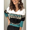 thumbnail image 2 of Pulls Décontractés Manches Longues Col Rond Couleur Patchwork Pull en Tricot Tops, 2 of 5
