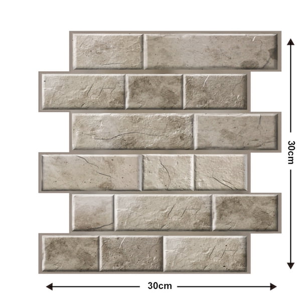 Inteprter 10 Uds. Calcomanía de pared 3D anticolisión, pegatina de ladrillo Irregular de PVC, Panel de pared de ladrillo Irregular de PVC Decoración del hogar #539