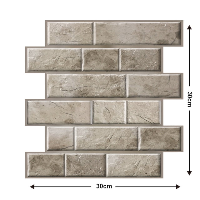 Inteprter 10 Uds. Calcomanía de pared 3D anticolisión, pegatina de ladrillo Irregular de PVC, Panel de pared de ladrillo Irregular de PVC Decoración del hogar #539