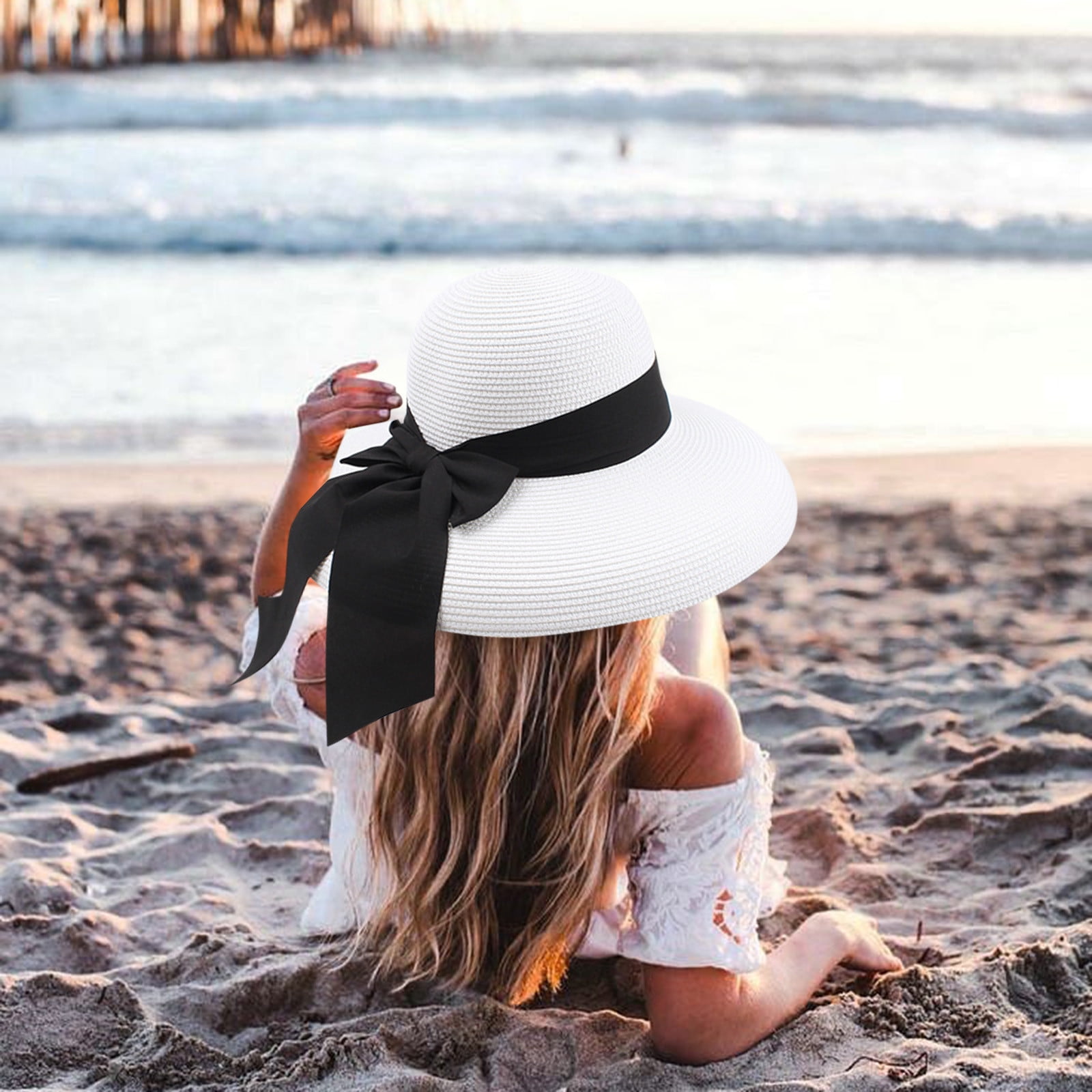 Ounabing Women Fashion Summer Bow Straw 