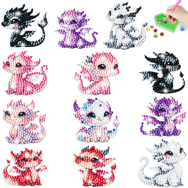 Pegatinas de cristal Cgtredaw 12 Piezas Dragón Personajes Anime para Adultos principiantes