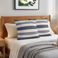 thumbnail image 6 of Pillow Covers 16x16 Set of 2, Navy Blue Striped Throw Pillow Covers Decorative Couch Cushion Cover, Modern Geometric Horizontal Stripes Beige Microfiber Soft Pillowcases for Bedroom Living Room Sofa, 6 of 9