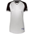 thumbnail image 1 of Maillot Classique Col en V pour Femmes, Blanc & Noir - Extra Large, 1 of 1
