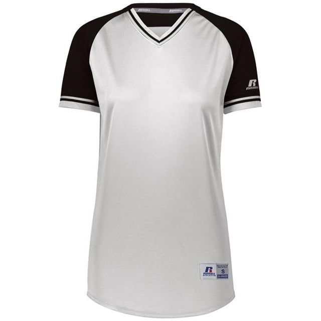 Maillot Classique Col en V pour Femmes, Blanc & Noir - Extra Large